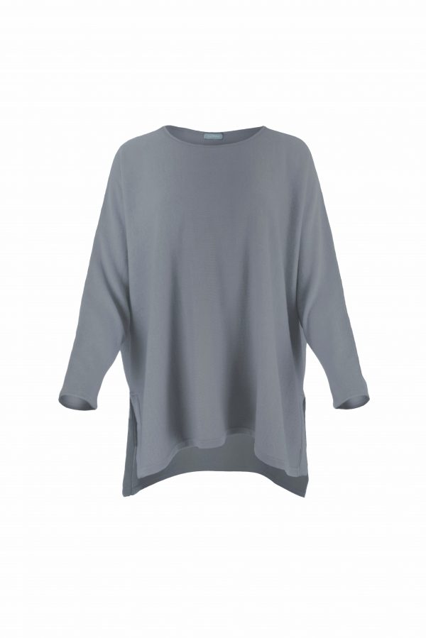 tunic top with long sleeves and turtle neck in smoke colour front view