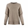 jumper in mocha – women’s cashmere mix crew neck, front view