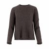 ribbed jumper in otter, long sleeves, round neck– front view