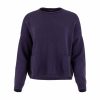 boxy jumper with two front patch pocket and long sleeves in Blueberry colour, front view