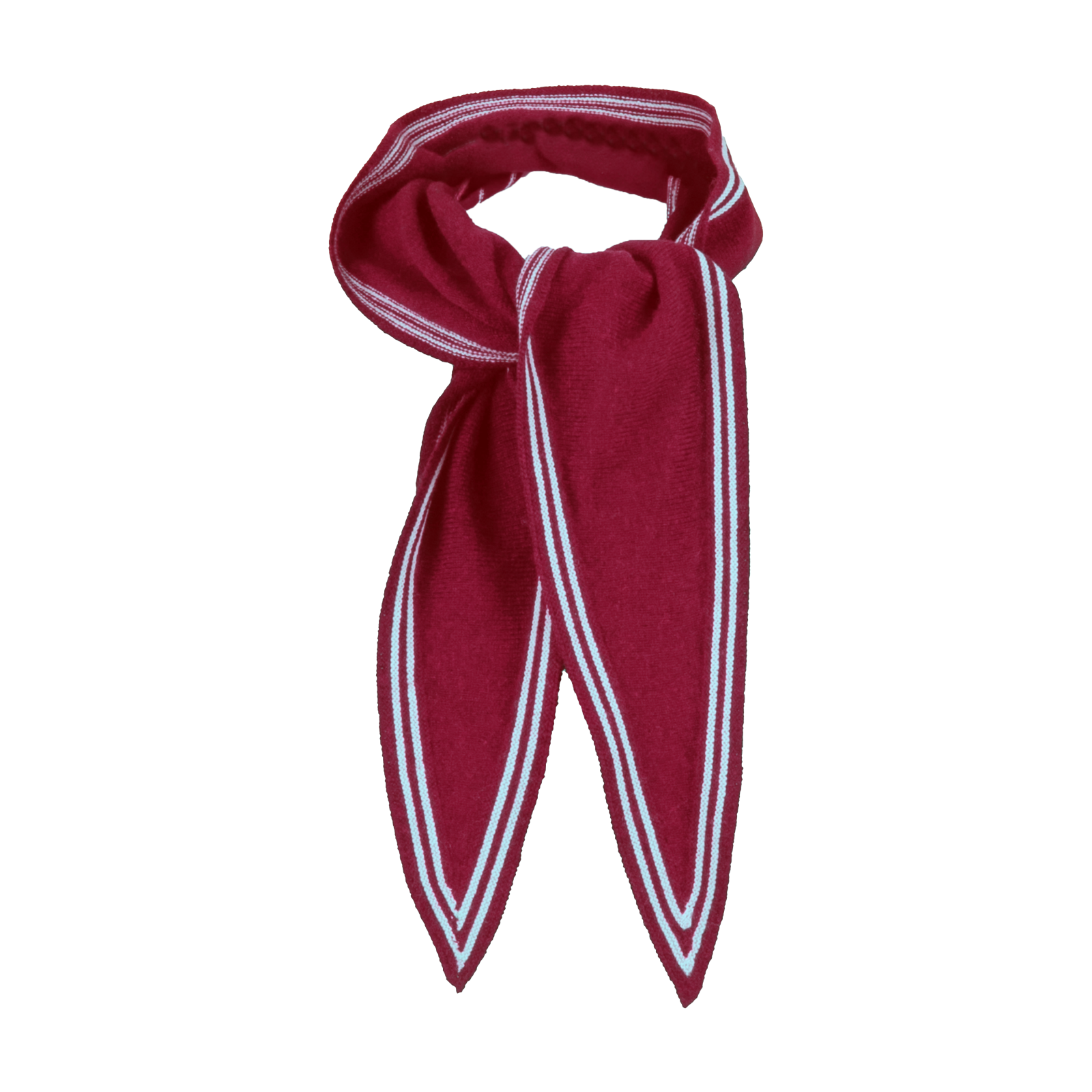 Bontie-bandana-scarf-rust-ivory - Ochre Knitwear Bontie bandana scarf in rust with ivory contrast fine stripe border – cashmere mix, 125cm