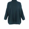 oversized jumper with long sleeves in teal colour front view