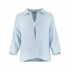 one button cardigan with collar, open front and long sleeves in chalk blue colour, front view