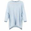 tunic top with long sleeves and turtle neck in chalk blue colour front view