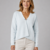 Lola-V-neck-cardigan-cloud-blue-front-model - Ochre Knitwear