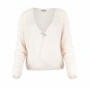 Lola-V-neck-cardigan-soft-pink-front - Ochre Knitwear V-neck cardigan in soft cashmere blend knitwear front view