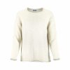 organic cotton jumper with raglan long sleeves, rolled hem and cuffs with side split in fleck natural colour, front view
