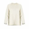 cotton jumper by Ochre Knitwear, front view with rolled neckline, raglan sleeves and softly curved hem