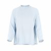 cotton jumper by Ochre Knitwear, front view with rolled neckline, raglan sleeves and softly curved hem