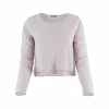 jumper with long sleeves, scooped neckline and double bodice layer in orchid ice colour