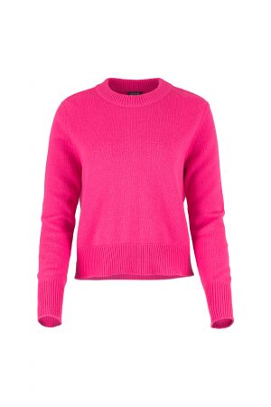 crew neck cashmere blend jumper with ribbed neckline and hem front view