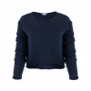 jumper with long sleeves, scooped neckline and double bodice layer in navy colour