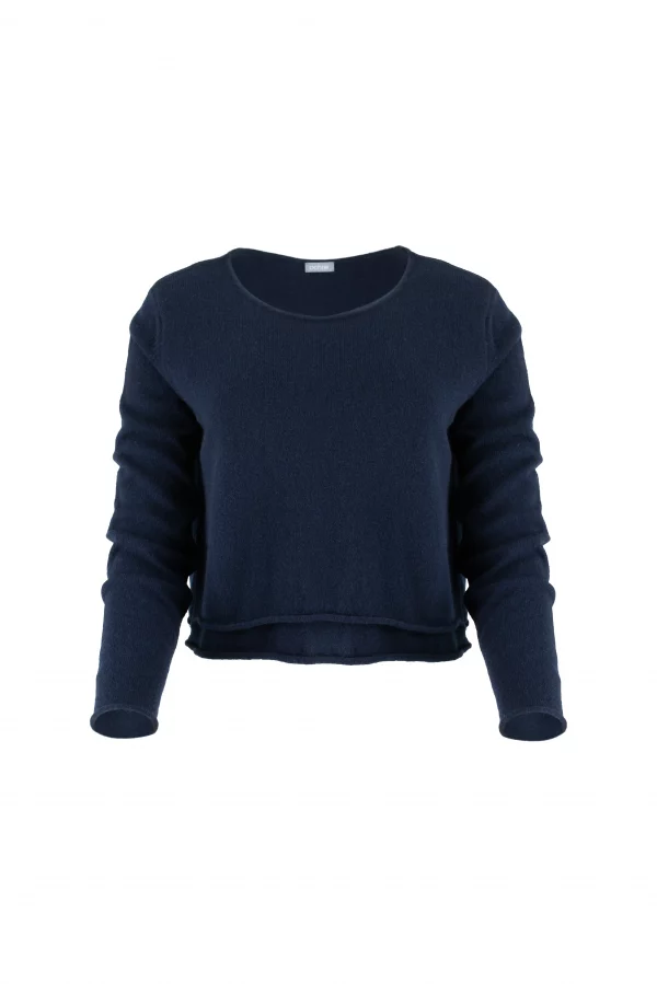 jumper with long sleeves, scooped neckline and double bodice layer in navy colour