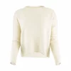 jumper with a short cut, long sleeves, in buttermilk colour, front view