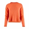 jumper with a short cut, long sleeves, in orange peel colour, front view