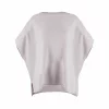 dropped sleeve cashmere blend knit gilet with curved hem front view in orchid ice colour