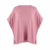 dropped sleeve cashmere blend knit gilet with curved hem front view in monet pink colour