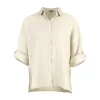 Linda-linen-shirt-natural-front-view - Ochre Knitwear linen shirt in natural colour, organic linen with button front, collar and long sleeves