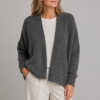 mercy-kid-mohair-cardigan-front-model - Ochre Knitwear kid mohair cardigan with relaxed drape, long sleeves and soft brushed mohair texture