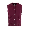 mina-sleeveless-buttoned-cardigan-burgundy-front - Ochre Knitwear