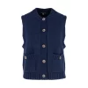 mina-sleeveless-buttoned-cardigan-navy-front - Ochre Knitwear