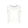 tiree-linen-sleeveless-top-ivory-organic-linen - Ochre Knitwear linen sleeveless top in ivory colour with round neckline, wide shoulder coverage and defined hem panel