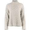 Fugu-textured-funnel-neck-jumper-stone-colour-front - Ochre Knitwear textured funnel neck jumper in stone colour front view