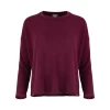 boat neck jumper with long sleeves in burgundy colour, front view