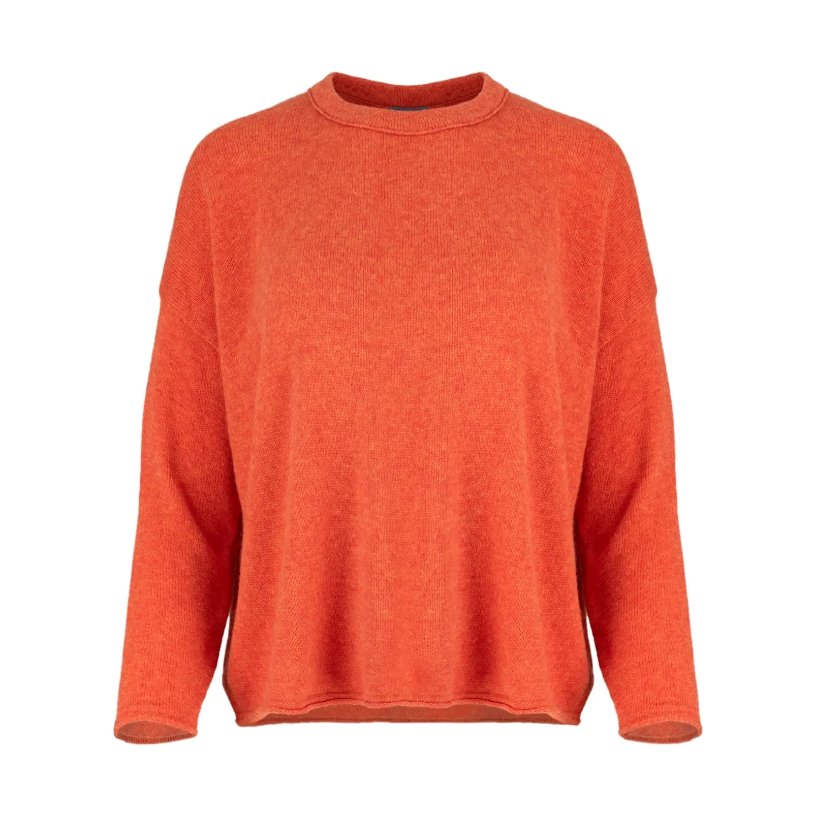 Rina-boat-neck-jumper-flame-front - Ochre Knitwear